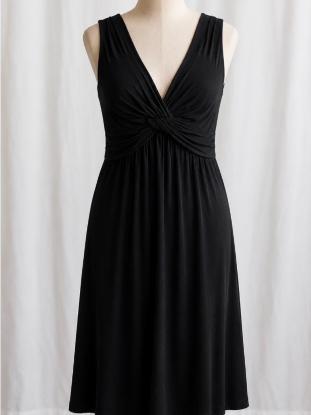 Spense Black Twist-Front Midi Dress | Women’s Medium